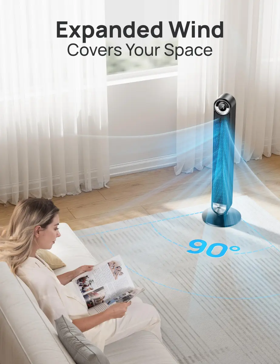 DREO Smart Tower Fan for Bedroom, 42 inch, 9 Speeds, DC Motor, Quiet & WiFi Control - view 4