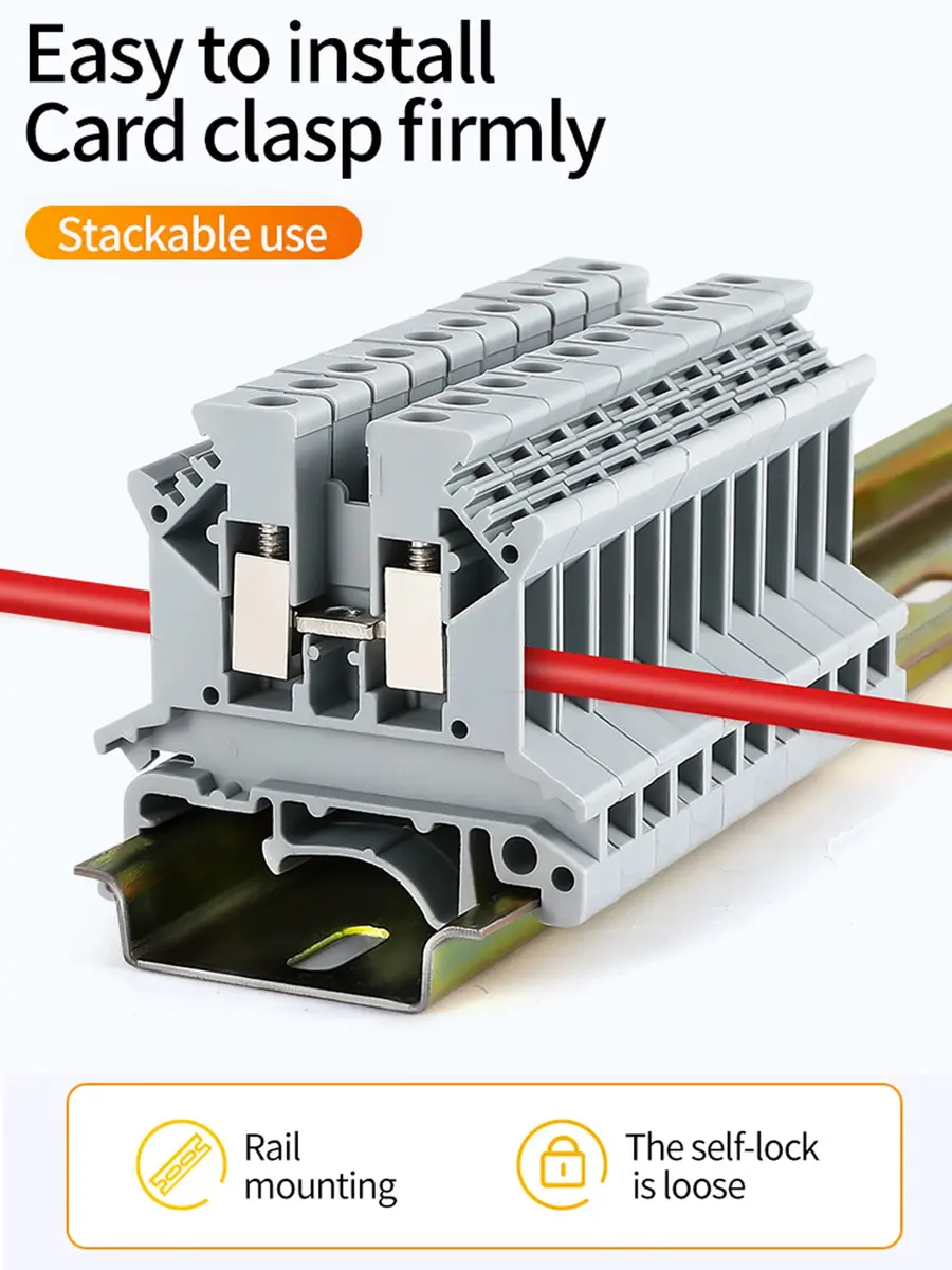 Erayco UK2.5B-WR DIN Rail Terminal Block, Screw Clamp, 690V 32A, 24-12AWG, Pack of 100 | Vibration & Thermal Resilience - view 6