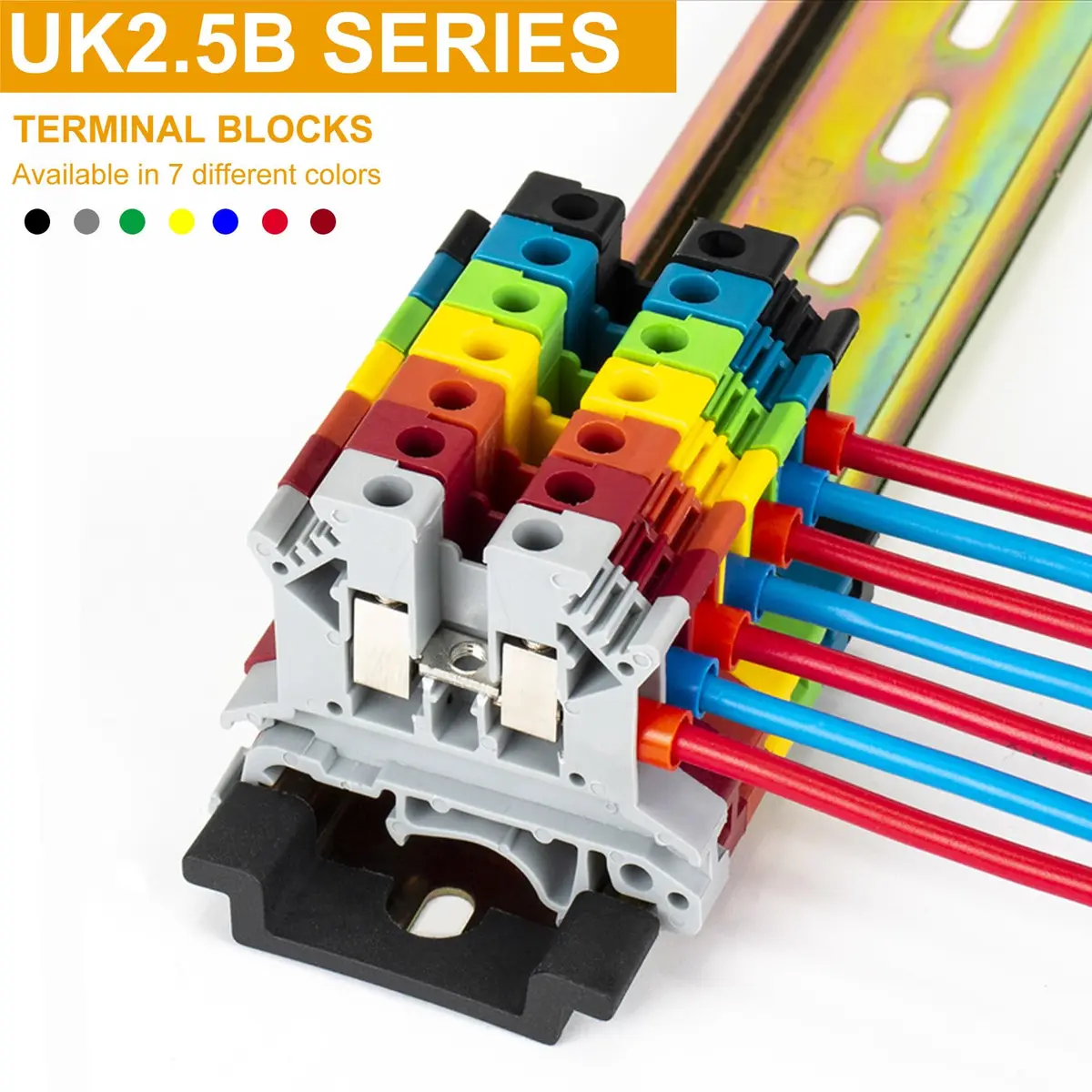 Erayco UK2.5B-WR DIN Rail Terminal Block, Screw Clamp, 690V 32A, 24-12AWG, Pack of 100 | Vibration & Thermal Resilience - view 2