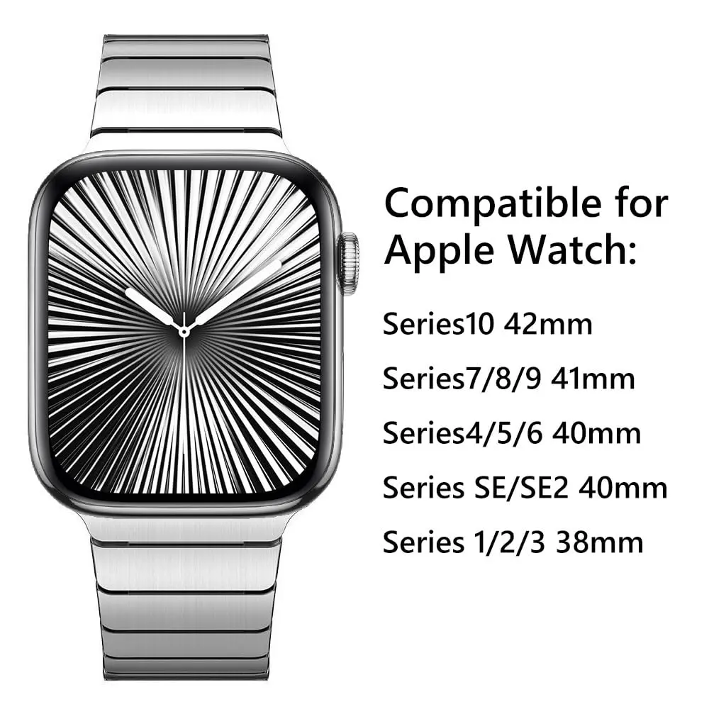 NewWays Metal Link Bracelet Band for Apple Watch 40mm/41mm/42mm/44mm/45mm Silver | Premium Stainless Steel - view 2