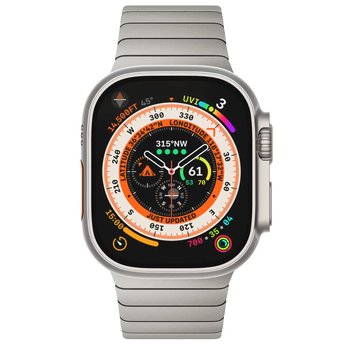 NewWays Metal Link Bracelet Band for Apple Watch Ultra 4/3/2/1, Series 9/8/7/6/5/4 45mm/44mm | Premium Stainless Steel - view 2