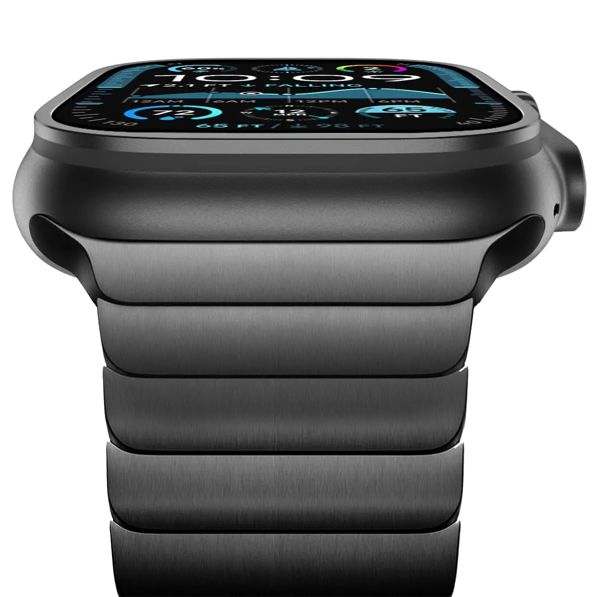 NewWays Stainless Steel Metal Band Compatible with Apple Watch Ultra 2/Series 9/8/7/6/5/4/3/2/1 49mm/45mm/44mm/42mm/41mm Black | Adjustable Link Bracelet - main product image