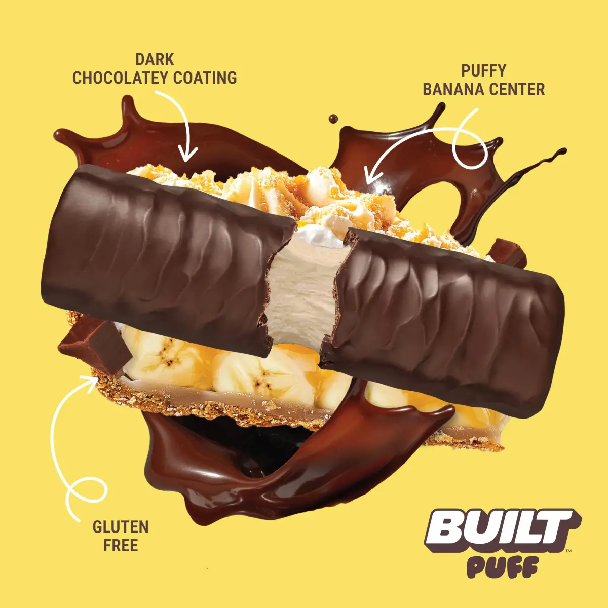 BUILT Puff Protein Bars Banana Cream Pie 17g (0.5 oz) | 17g Protein, Low Sugar, Gluten-Free - view 2