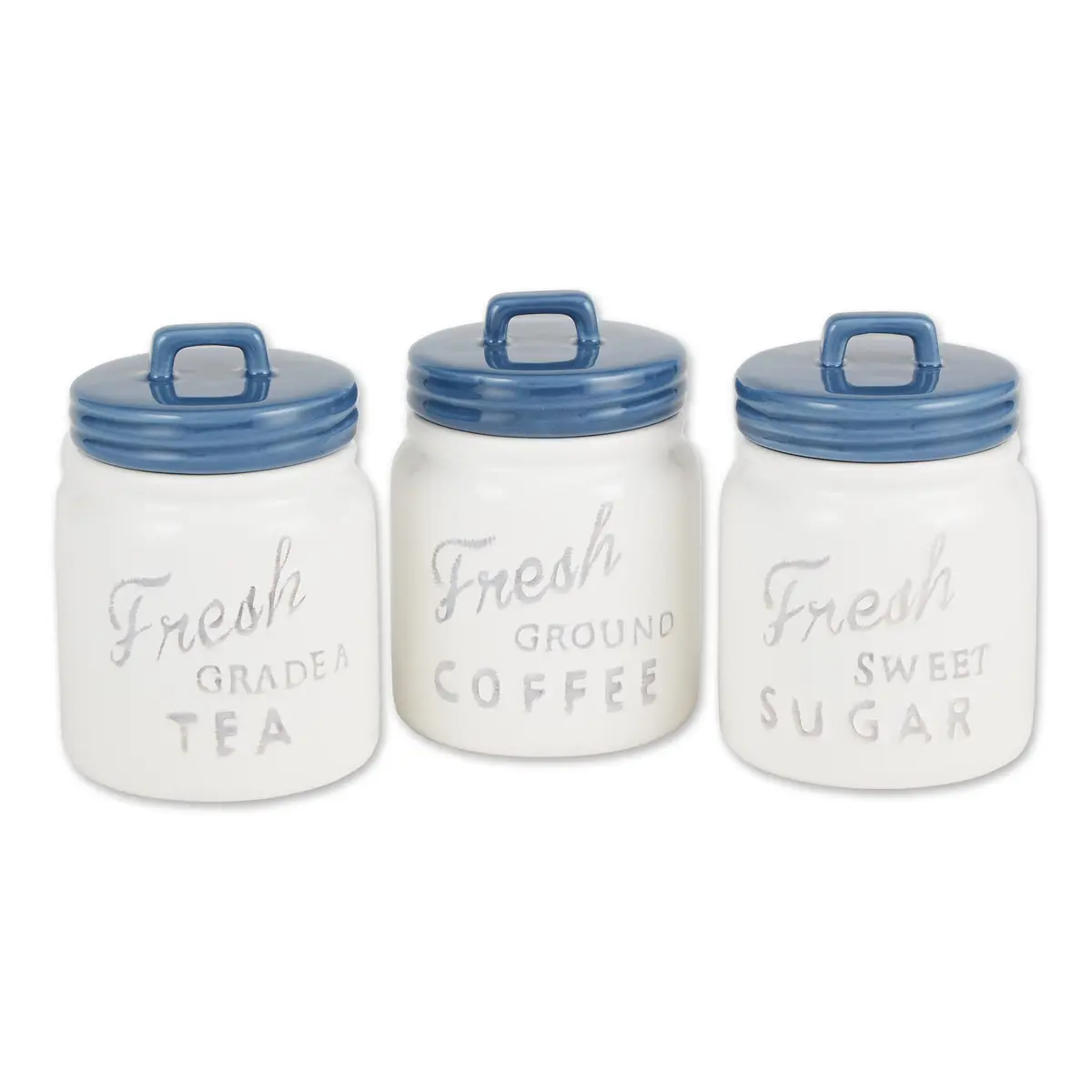 DII Ceramic Kitchen Canister Set with Bamboo Lids, 3-Piece Set (4.5"L x 4.5"W x 5.5"H, 6 Cups Total) | Airtight Seal for Dry Food Storage - main product image