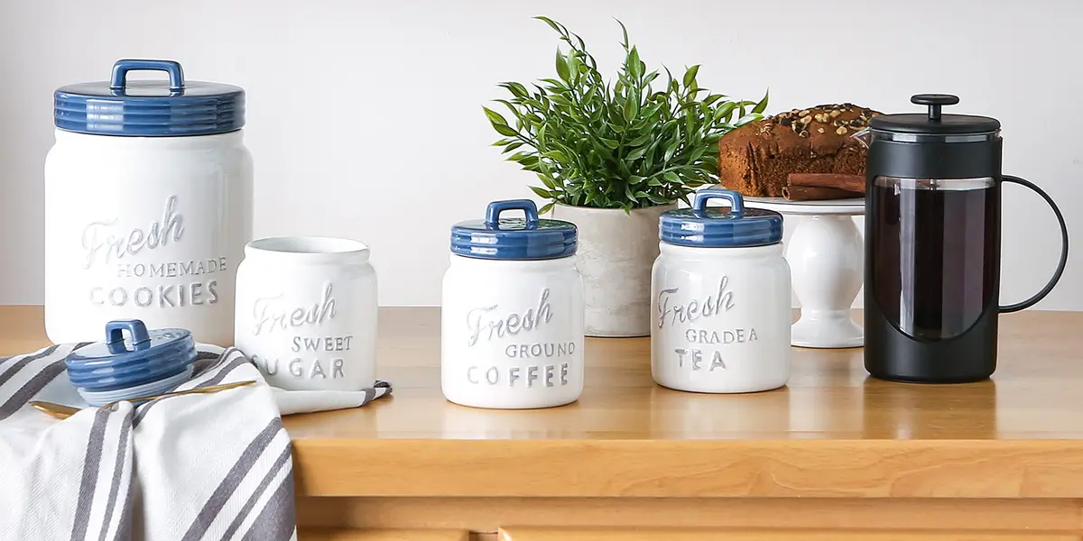 DII Ceramic Kitchen Canister Set with Bamboo Lids, 3-Piece Set (4.5"L x 4.5"W x 5.5"H, 6 Cups Total) | Airtight Seal for Dry Food Storage - view 6