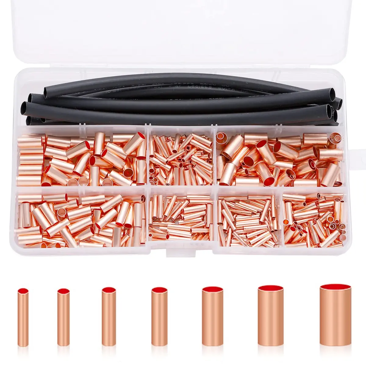 Teansic 480 Pcs Copper Crimp Connector Kit 7 Sizes AWG 6-18 | Reliable Electrical Terminals - main product image