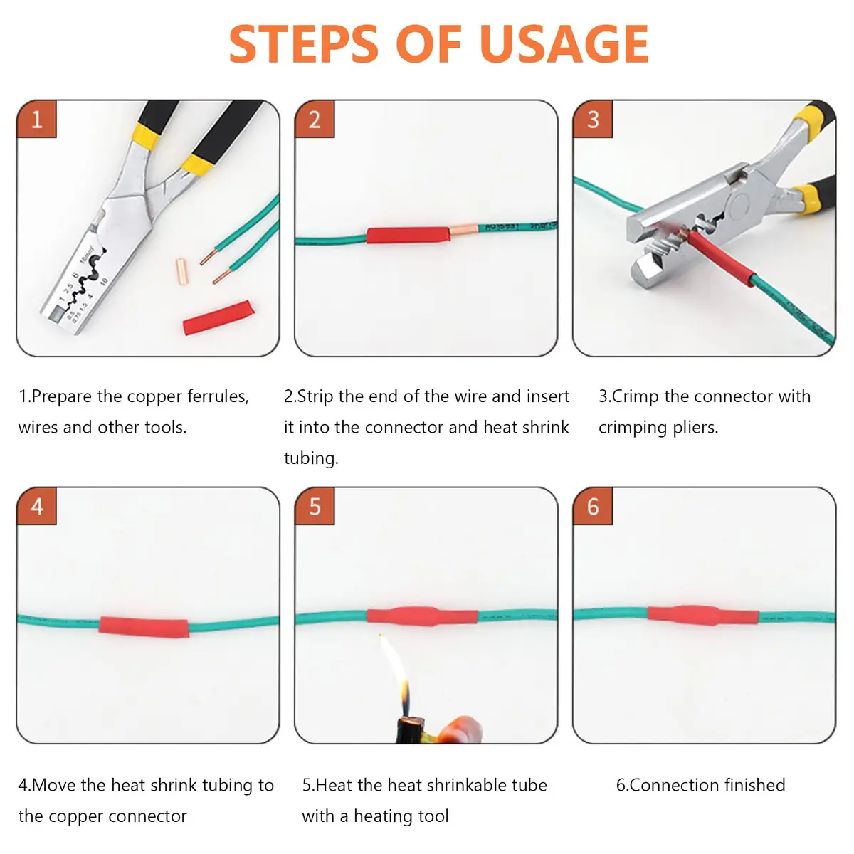 Teansic 480 Pcs Copper Crimp Connector Kit 7 Sizes AWG 6-18 | Reliable Electrical Terminals - view 6