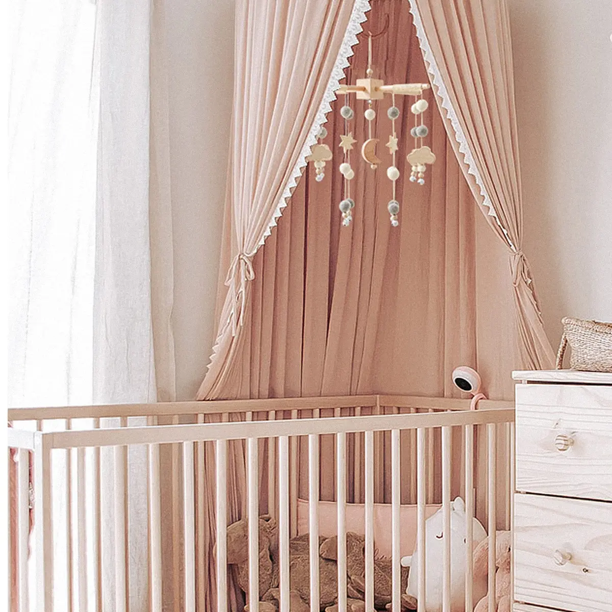 JETM·HH Baby Mobile for Crib | Boho Star Moon Nursery Decor | Grey 12.7cm (5 inch) | Gentle Hanging Decoration - view 6