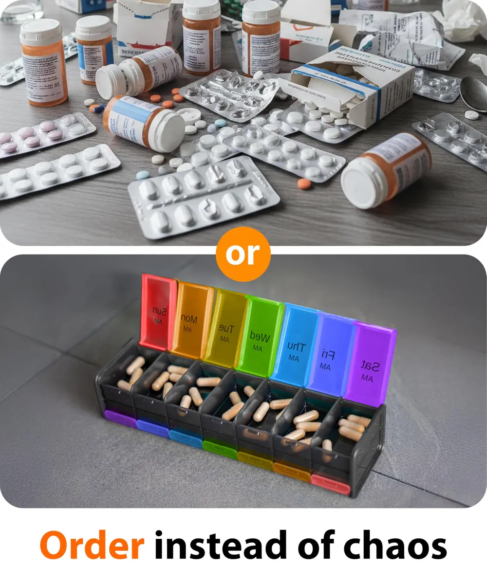 BEXEEN Extra Large Pill Organizer XXL Pill Box 7 Day Weekly Pill Organizer with AM PM Large Compartments 25.65cm (10.1" x 2.7" x 2.1") - view 3