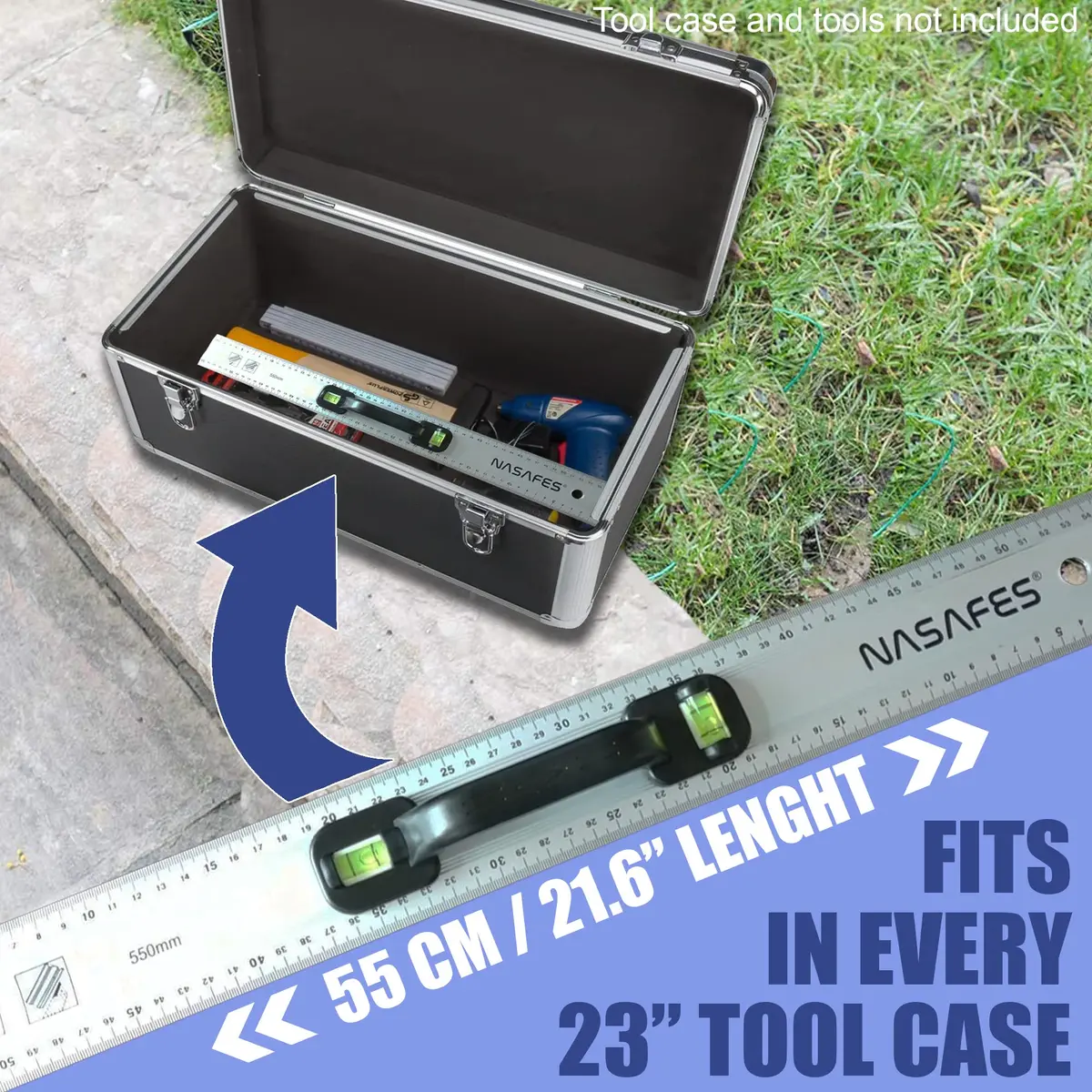 Nasafes Aluminum Straight Edge Ruler with Handle, 55cm (21.6") | Safe Cutting & Measuring Tool - view 3