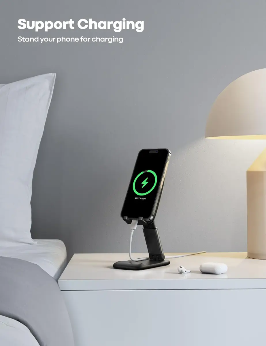 Lamicall Adjustable Phone Stand for Desk, 3.2" Height Extension | Metal Base, Foldable, Universal Compatibility - view 3