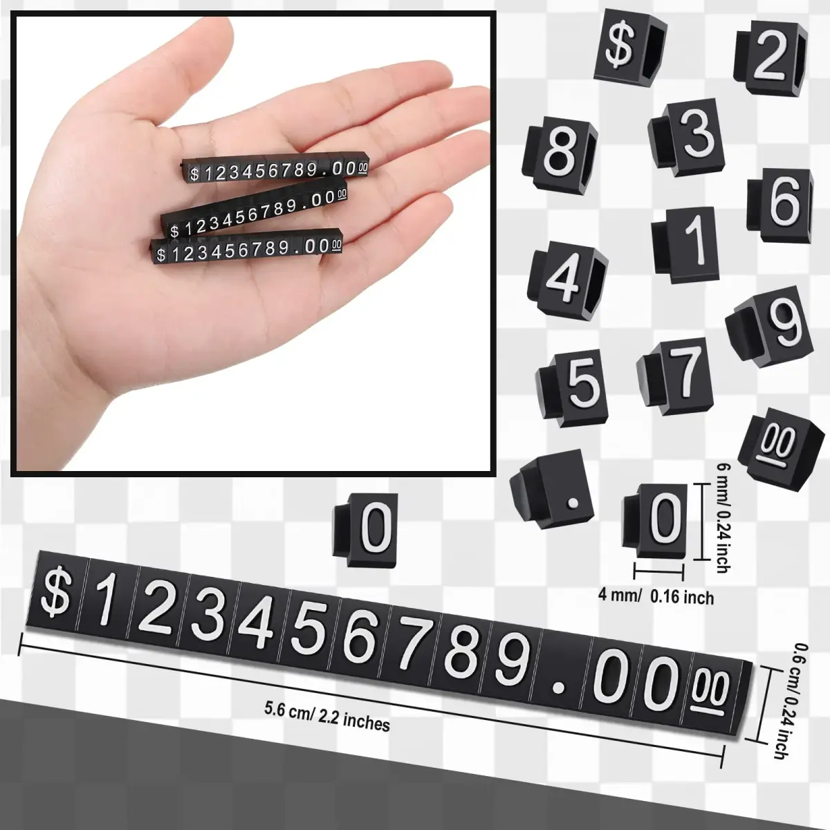 Qunclay White Label Price Display Cubes 50 Sets | Adjustable Number Letter Tags for Retail - view 7