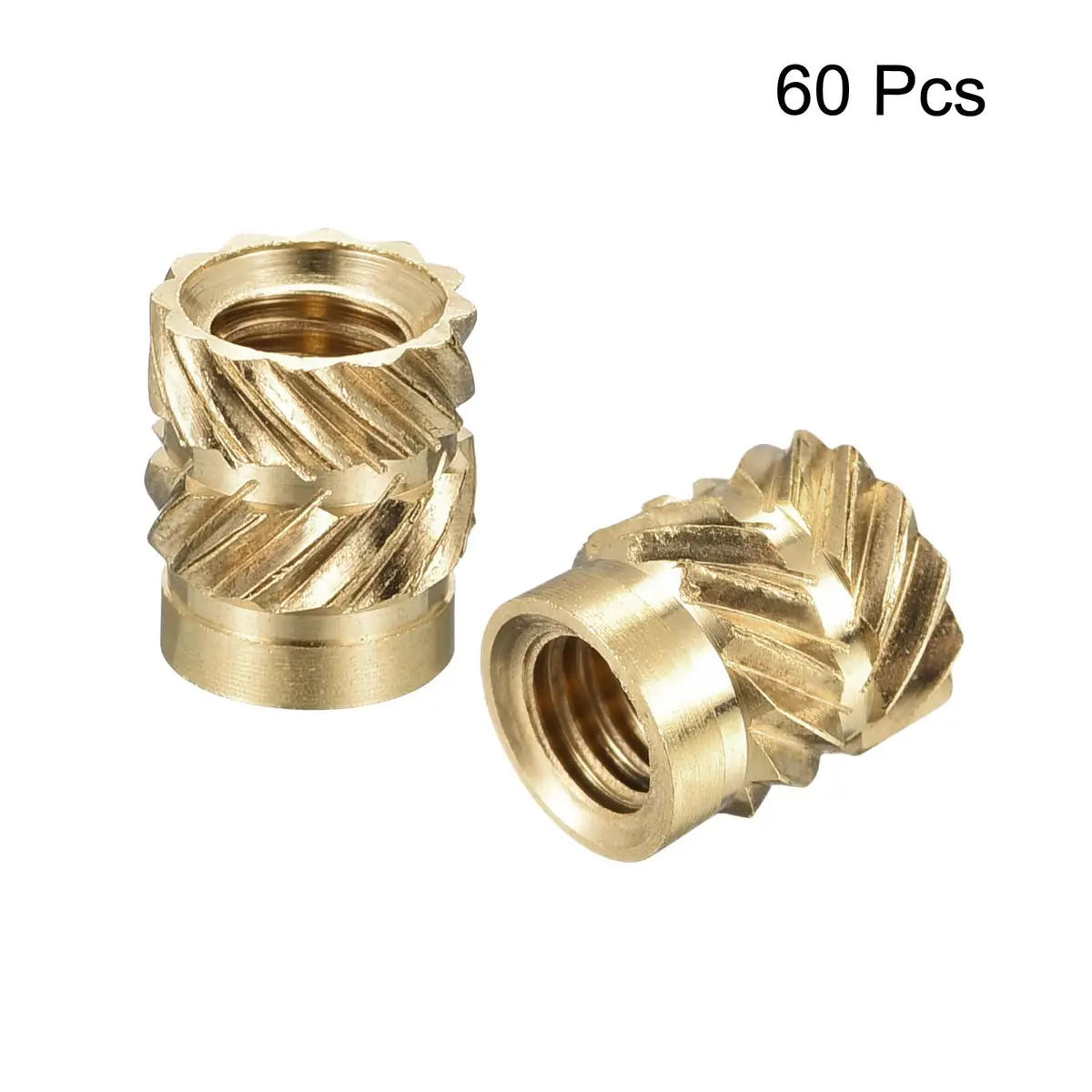 uxcell M4 x 7mm L x 6mm OD Brass Knurled Insert Nuts (60 Pcs) | Heat Set Embedment Nut for 3D Printing - view 3