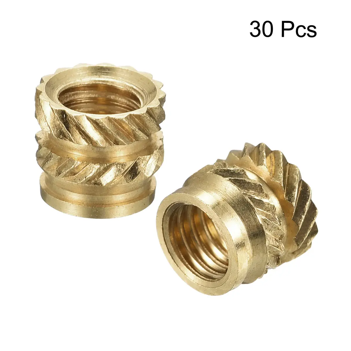 uxcell M5 x 6mm L x 7mm OD Brass Knurled Insert Nuts (30 Pcs) | Thread Size M5 x 0.8mm - view 3