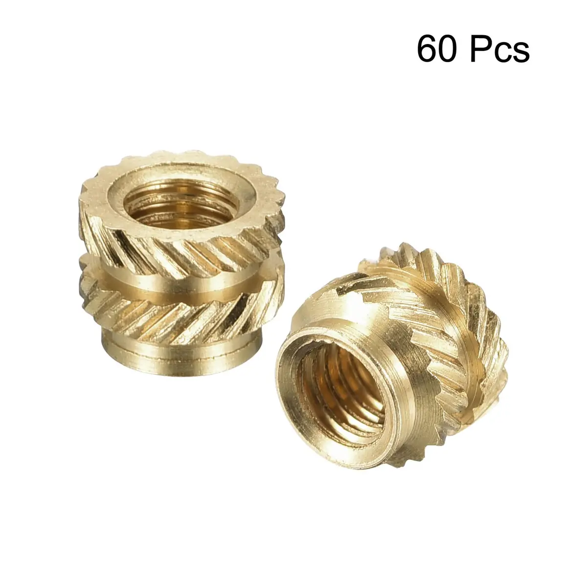 uxcell M3 x 4mm L x 5mm OD Brass Knurled Insert Nuts (60 Pcs) | Heat Set Embedment Nuts for 3D Printing - view 3