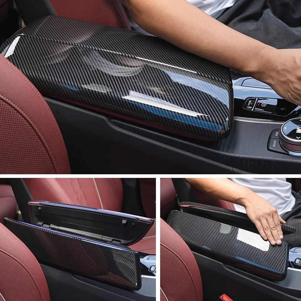 CHUANGHUI BMW 5 Series G30 & 6 Series GT Center Armrest Box Cover | Carbon Fiber Style, 2pcs Set, Adhesive Installation - view 2