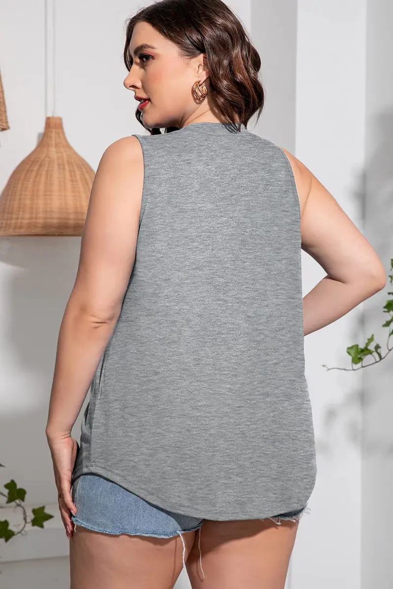CARROTMOB Cotton Tank Top Women Casual Summer Sleeveless V Neck Oversized 5X | Breathable Cotton Fabric for Hot Weather - view 5