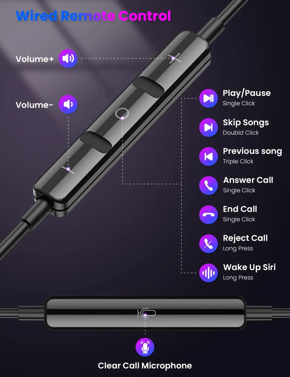 iMangoo MFi-Certified Wired Earbuds for Lightning Connector | Purple, 114dB Sensitivity - view 7