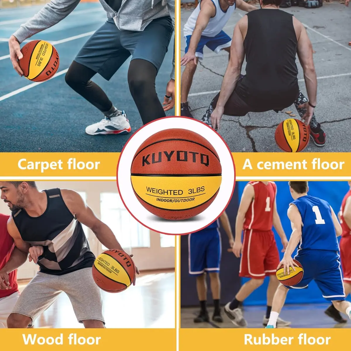 KUYOTQ 3LBS Weighted Training Basketball 1.36 kg (3 lbs) Size 7 | Improves Ball Handling Dribbling Passing Rebounding - view 4