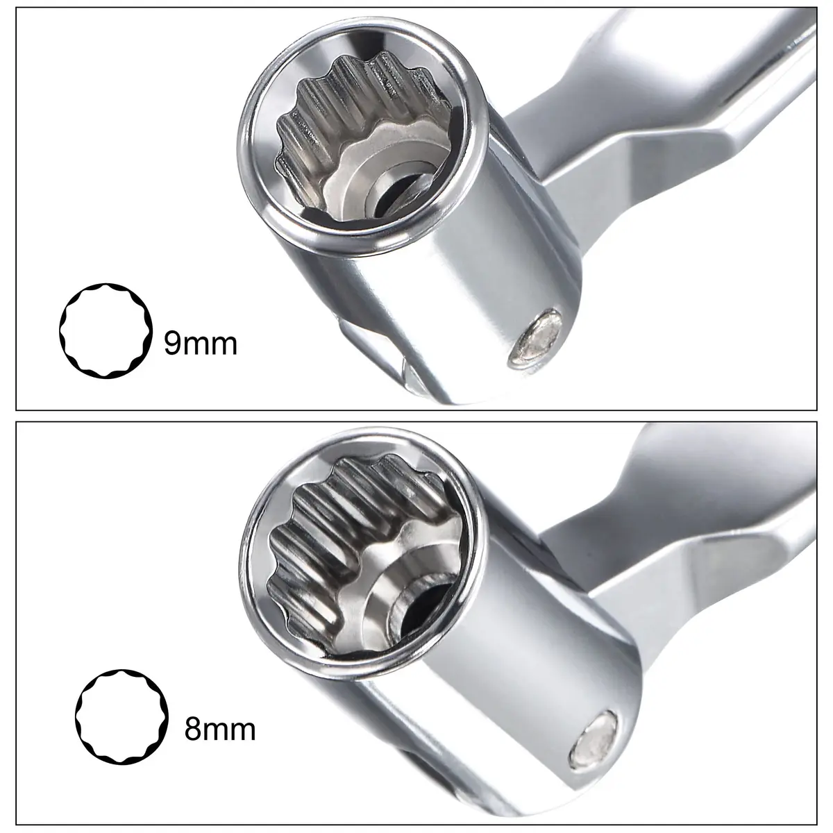 uxcell 8mm x 9mm Flexible Head Socket Wrench | 180 Degree Rotation for Tight Spaces - view 4