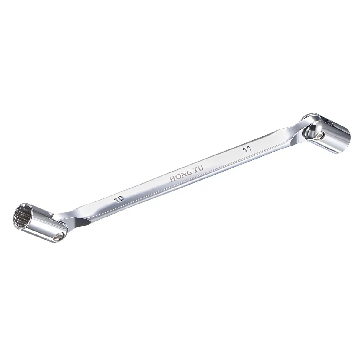 uxcell 12 Point Flexible Head Socket Wrench, 10mm x 11mm, Chrome Vanadium Steel, 200mm Length | 180° Rotation for Mechanical Repair - main product image