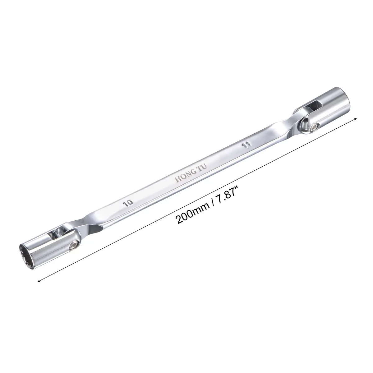 uxcell 12 Point Flexible Head Socket Wrench, 10mm x 11mm, Chrome Vanadium Steel, 200mm Length | 180° Rotation for Mechanical Repair - view 2
