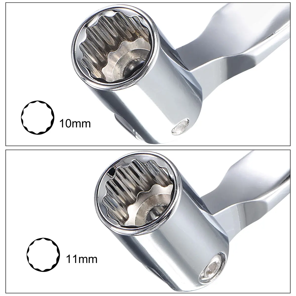 uxcell 12 Point Flexible Head Socket Wrench, 10mm x 11mm, Chrome Vanadium Steel, 200mm Length | 180° Rotation for Mechanical Repair - view 4
