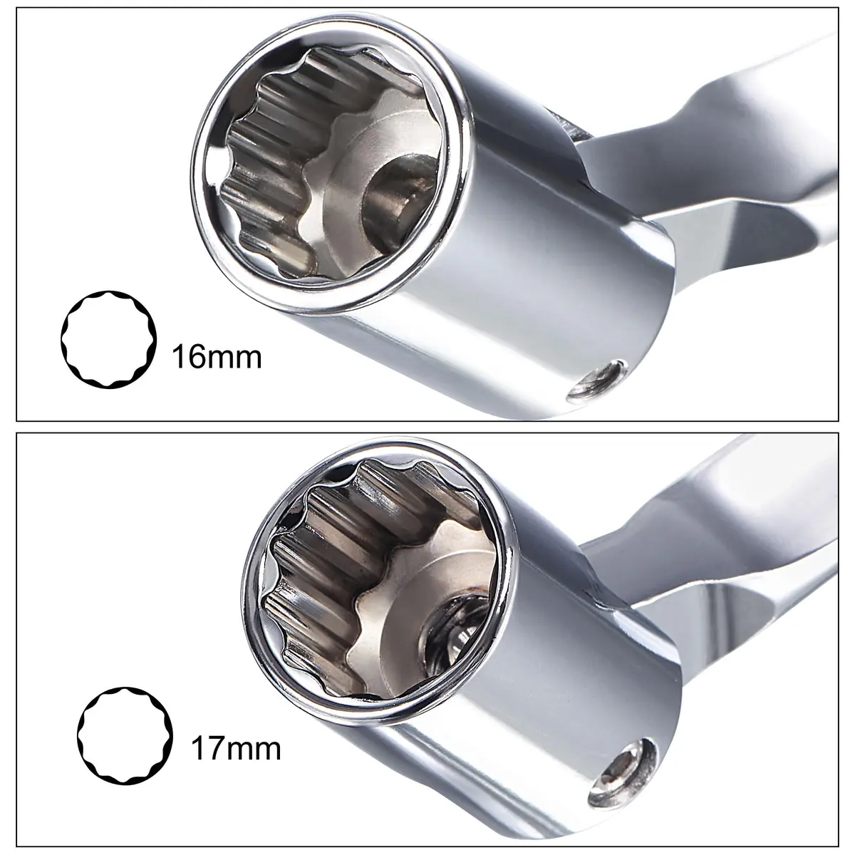 uxcell 16mm x 17mm Flexible Head Socket Wrench | 180 Degree Rotation for Mechanical Repair - view 4