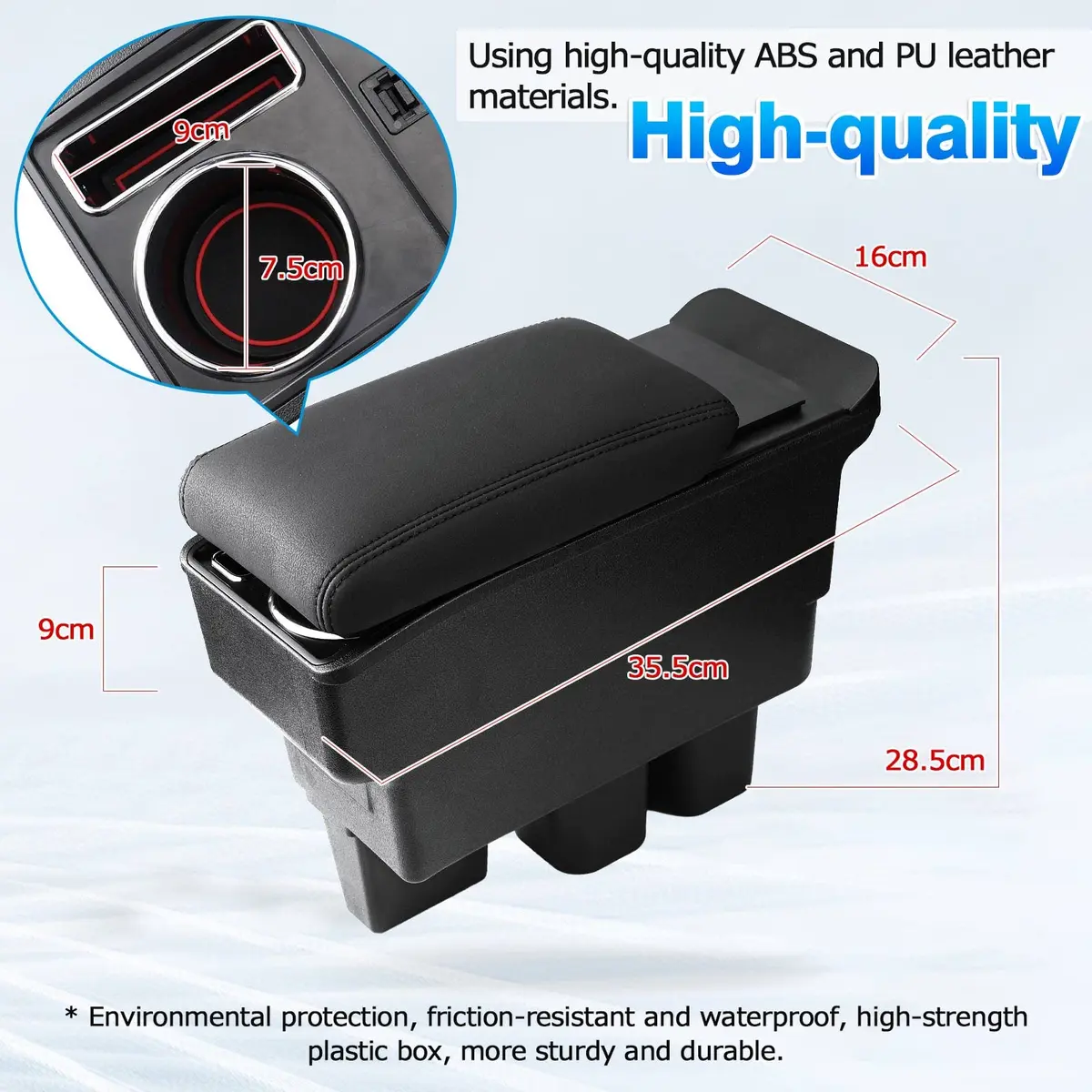 Autorder Center Console Storage Box for Suzuki Jimny JB64W/JB74W 2018-2025 | Custom Fit Armrest with Cup Holder - view 3