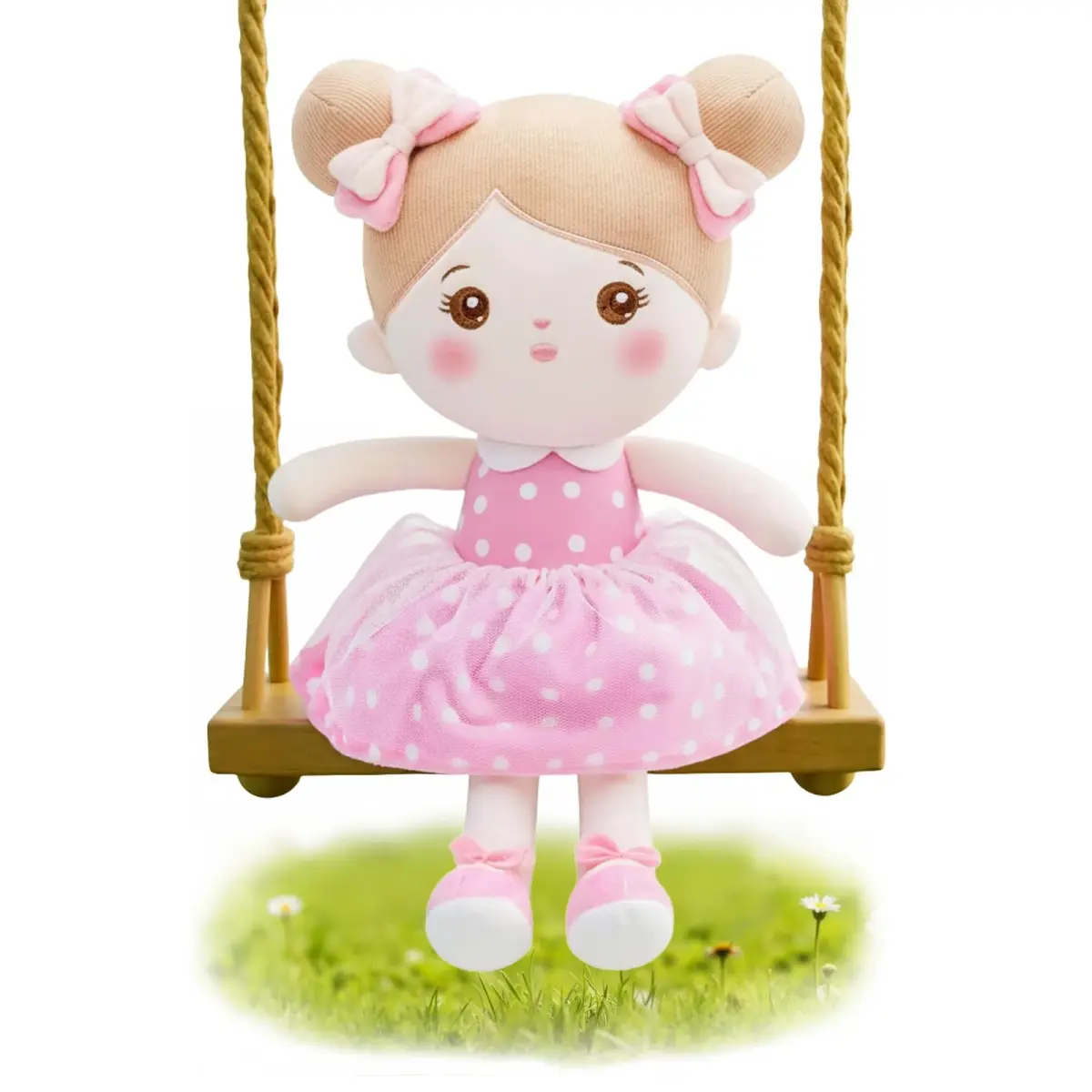 OUOZZZ Soft Plush Baby Doll 12.6 Inch (32 cm) Pink Dress Snuggle Buddy | Safe & Soft for Kids 3+ - main product image