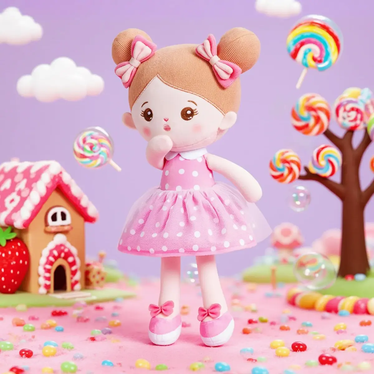 OUOZZZ Soft Plush Baby Doll 12.6 Inch (32 cm) Pink Dress Snuggle Buddy | Safe & Soft for Kids 3+ - view 3