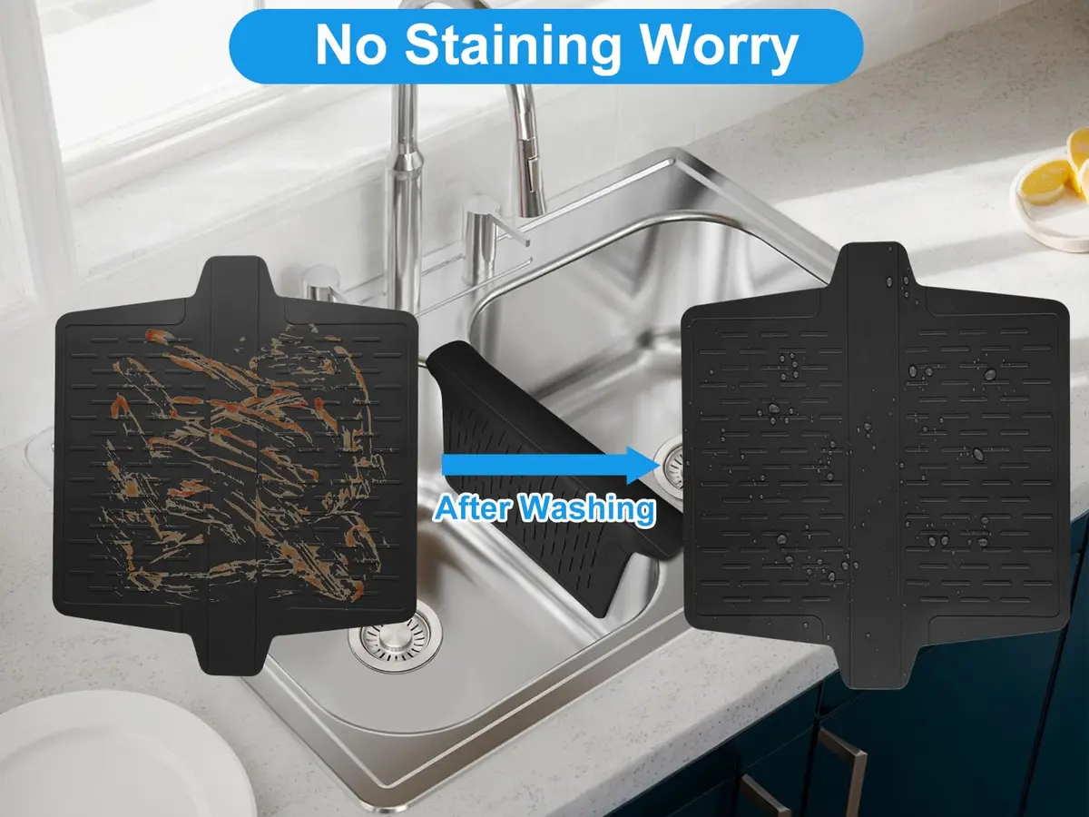 VELOVYO Silicone Sink Divider Protector Mat with Suction Cups | 32.5 cm (12.8") x 28 cm (11") - view 3