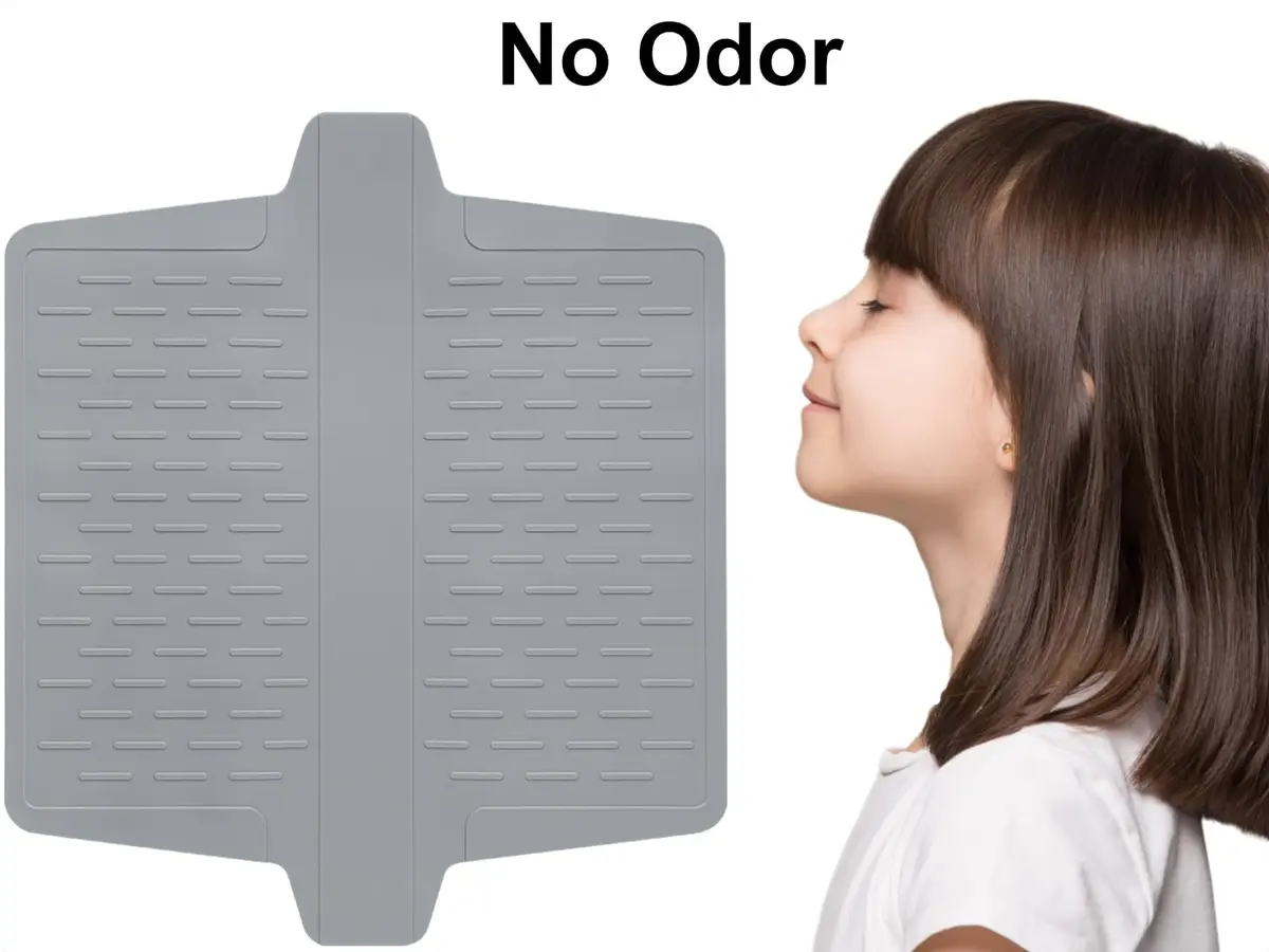 VELOVYO Silicone Sink Saddle Divider Protector Mat for Kitchen Sinks, Grey (32.5cm x 28cm x 0.5cm) - view 6