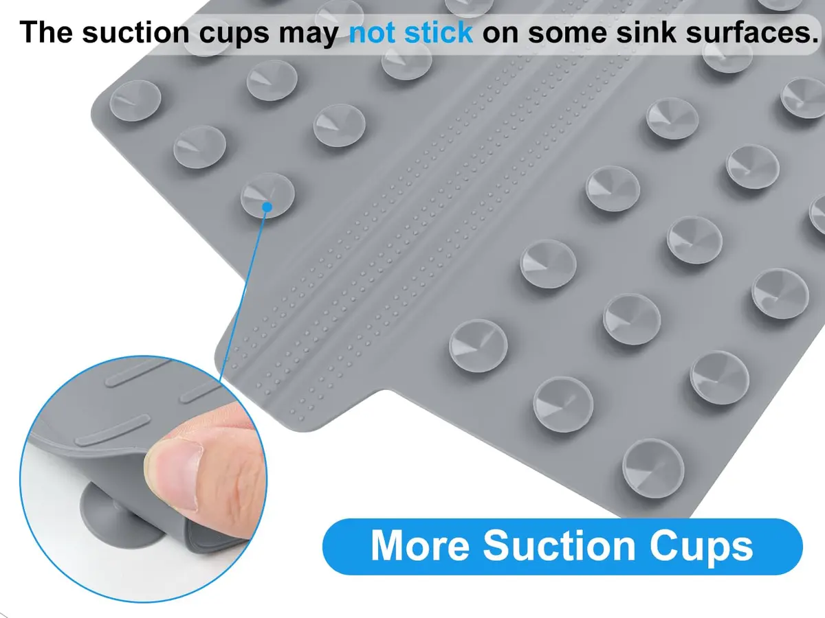 VELOVYO Silicone Sink Saddle Divider Protector Mat for Kitchen Sinks, Grey (32.5cm x 28cm x 0.5cm) - view 4