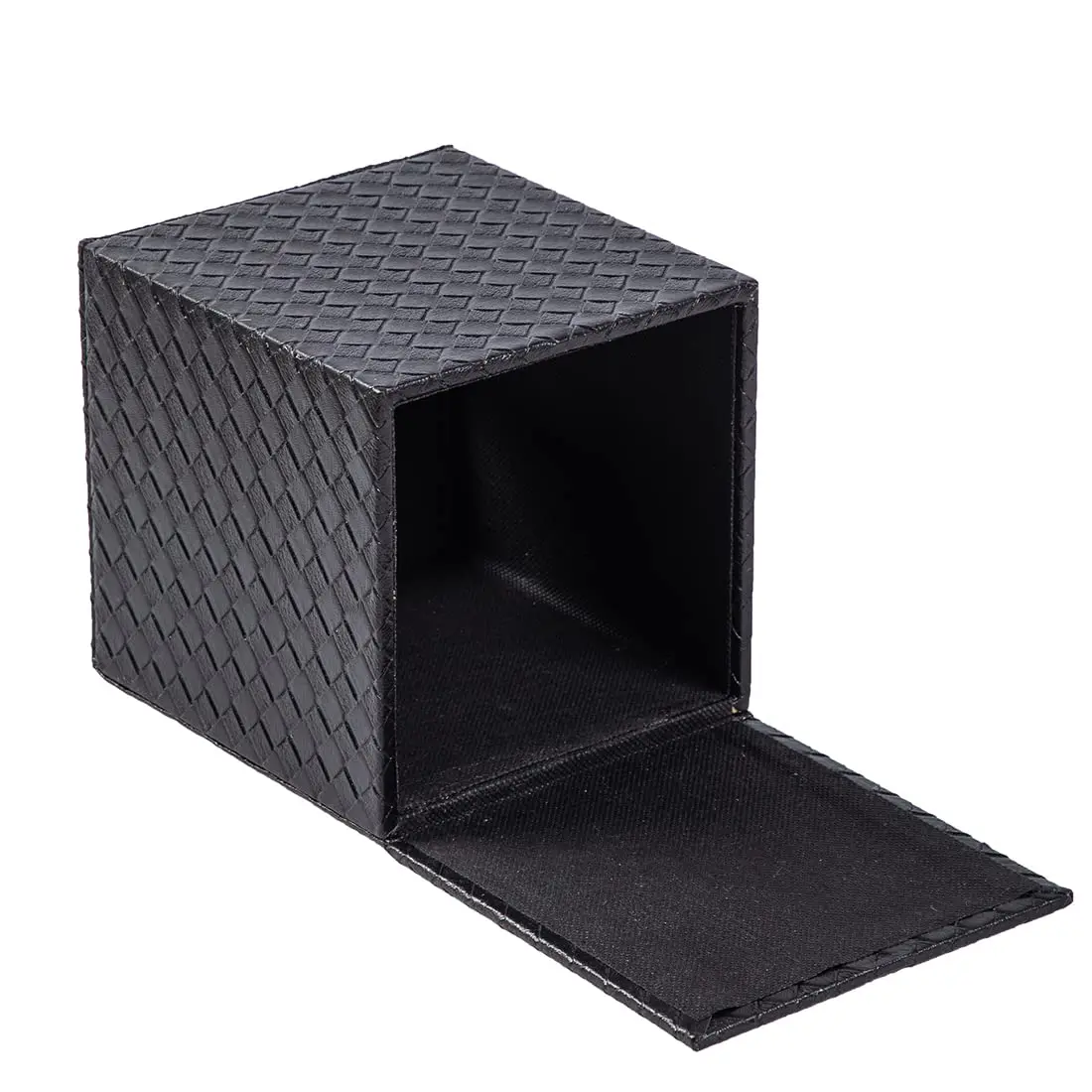 SUNYUROU Black Square Tissue Box Cover | PU Leather & Wood, Magnetic Closure - view 6