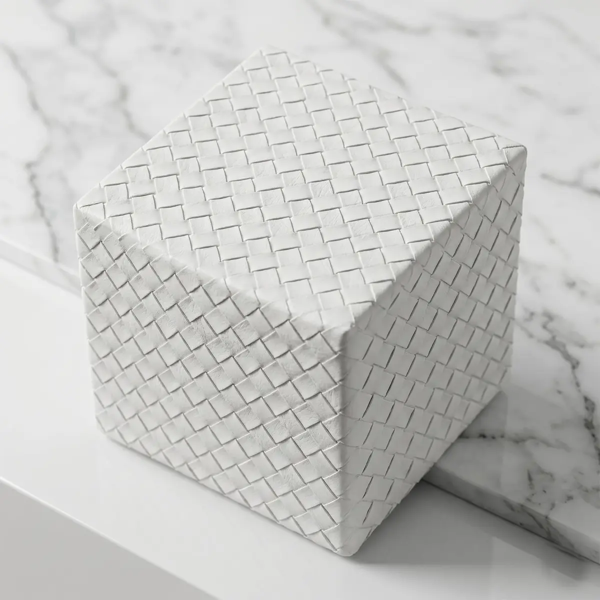 SUNYUROU White Square Tissue Box Cover | PU Leather & Solid Wood Holder for Bathroom Countertops - view 5