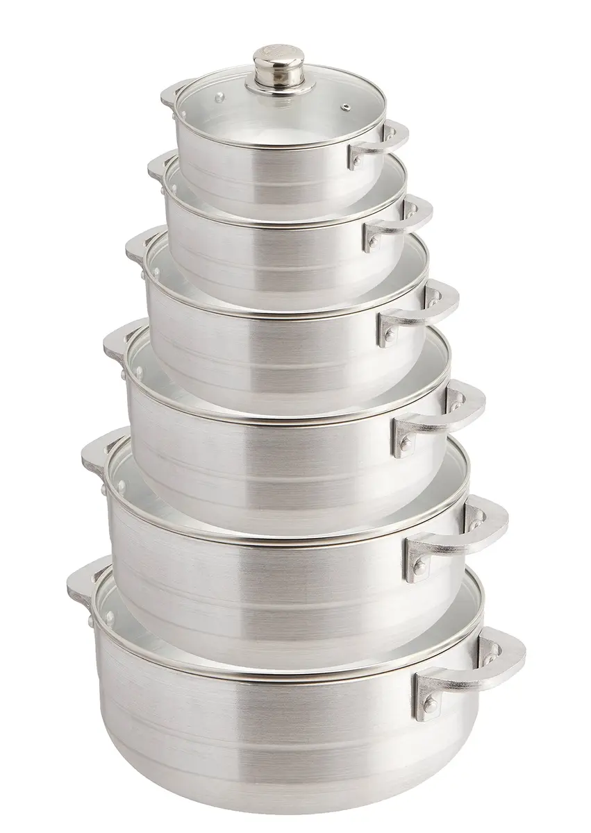 Uniware Heavy Gauge Aluminum Caldero Set of 6 | 1.7-13 QT | Superior Heat Distribution - main product image