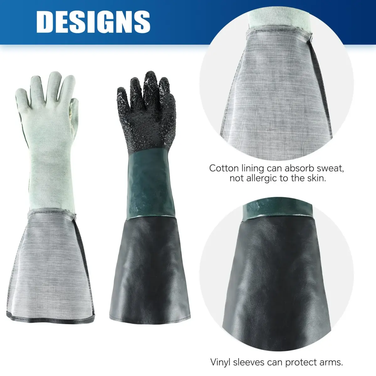 ATPEAM Heavy Duty Sandblasting Gloves 60cm (23.6") | Double-Sewn Seams for Durability - view 4