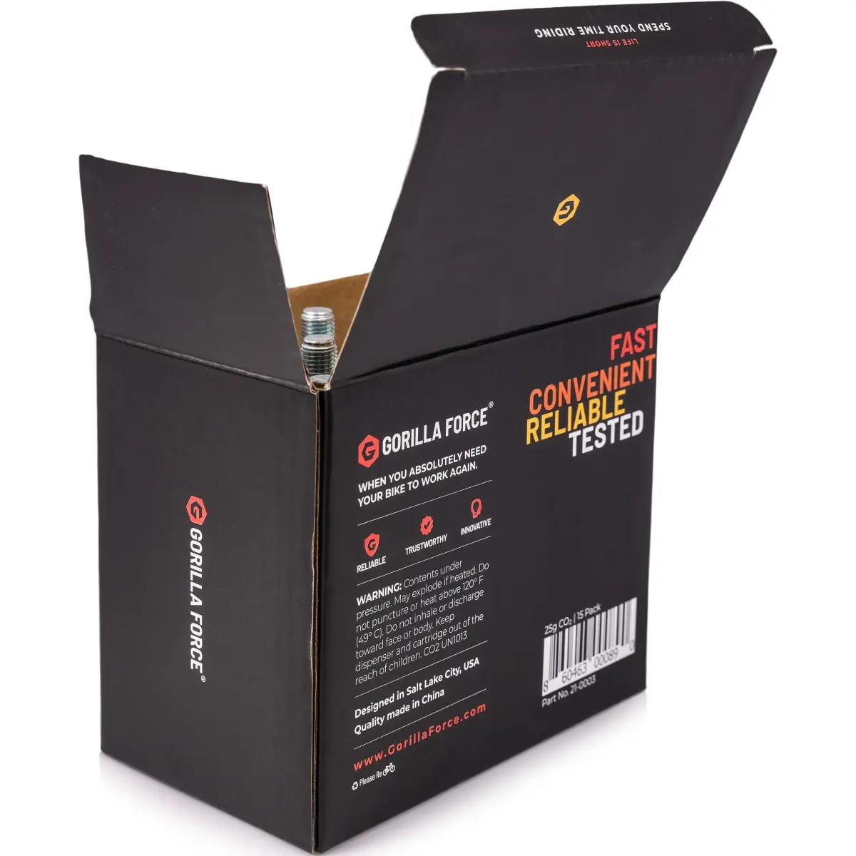 Gorilla Force 25g CO2 Cartridges (15 Pack) | Universal Bike Tire Inflator Refills - view 4