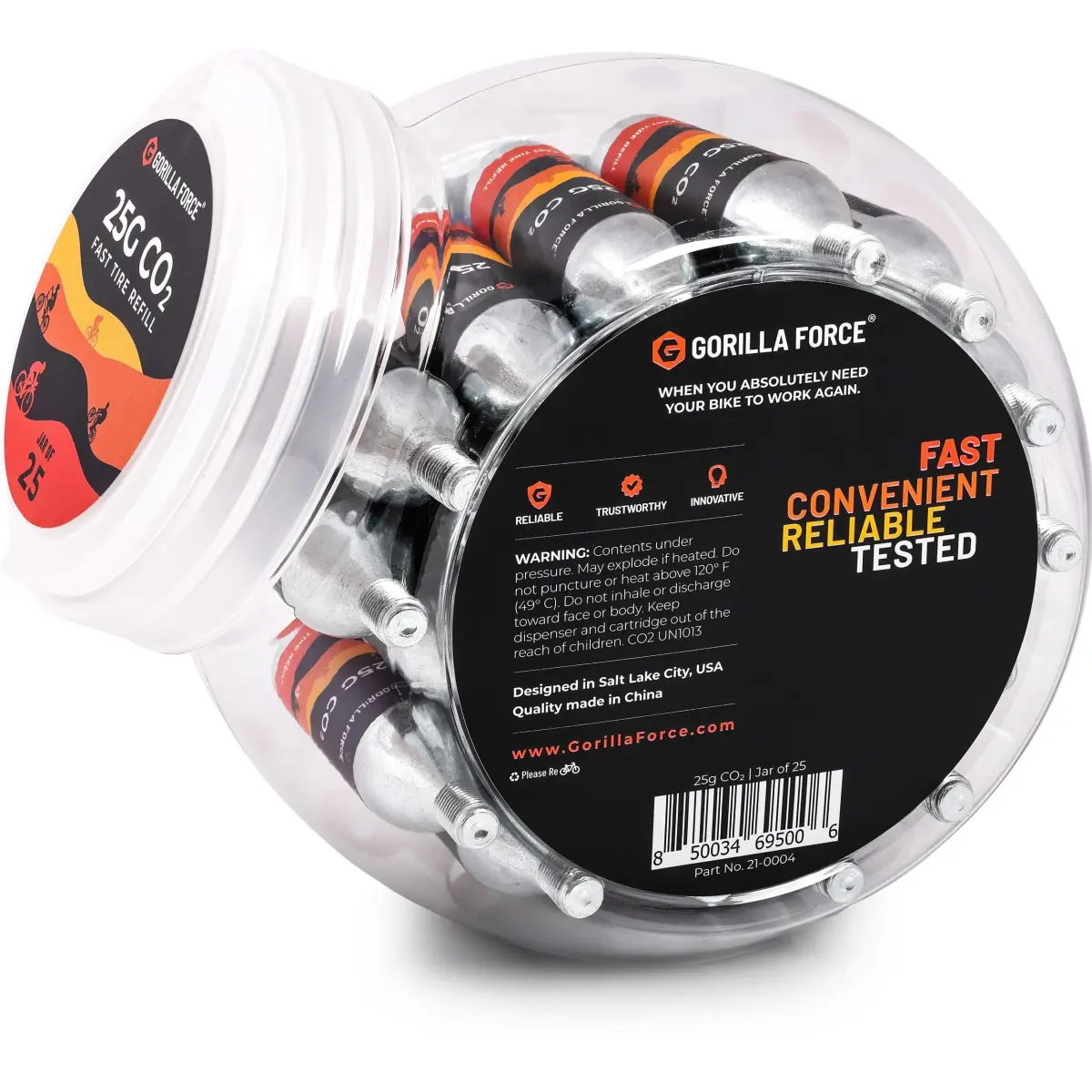Gorilla Force 25g CO2 Cartridges for Bikes - 25 Pack | Fast Flat Repair - view 3