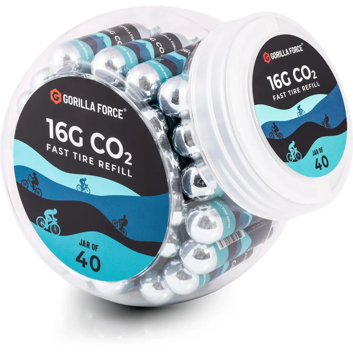Gorilla Force 16g CO2 Cartridges 40-Pack | Threaded Refills for Bike Tire Inflators - main product image