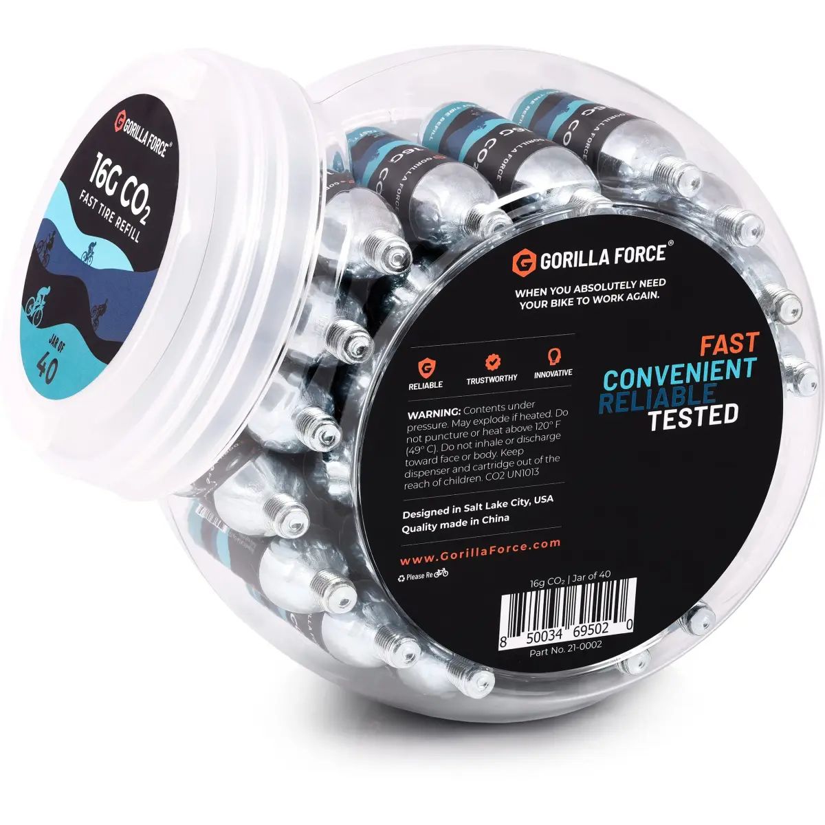 Gorilla Force 16g CO2 Cartridges 40-Pack | Threaded Refills for Bike Tire Inflators - view 4