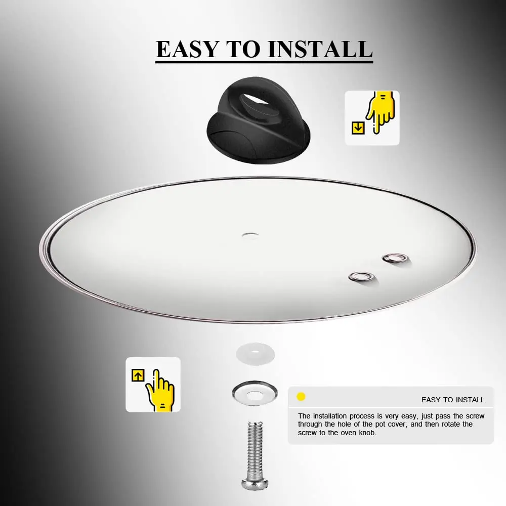 SENLIXIN Universal Pot Lid Handle Knob Replacement for Glass Casserole Saucepan Kettle Cover - Black (1-Pack) - view 3