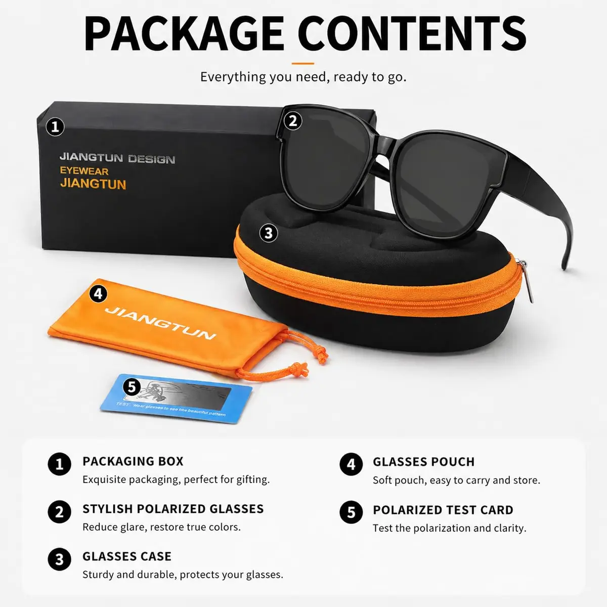 JIANGTUN Fit Over the Glass Sunglasses XL | Polarized UV Protection, Grey Lens - view 6