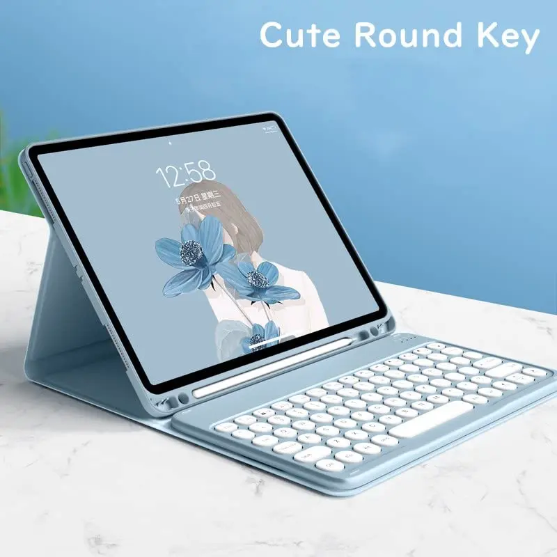 HENGHUI Keyboard Case for iPad Air 13" (M3/M2) & iPad Pro 12.9" (6th/5th/4th/3rd Gen) | Cute Round Key Detachable BT Cover (Black) - view 6