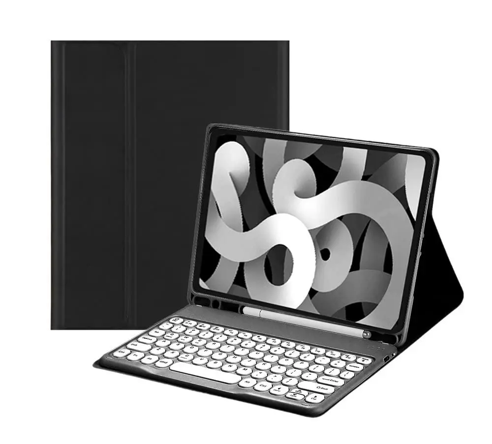 HENGHUI Keyboard Case for iPad Air 13" (M3/M2) & iPad Pro 12.9" (6th/5th/4th/3rd Gen) | Cute Round Key Detachable BT Cover (Black) - view 2
