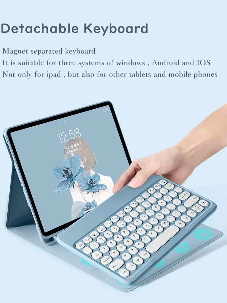 HENGHUI Keyboard Case for iPad Air 13" (M3/M2) & iPad Pro 12.9" (6th/5th/4th/3rd Gen) | MintGreen - view 2