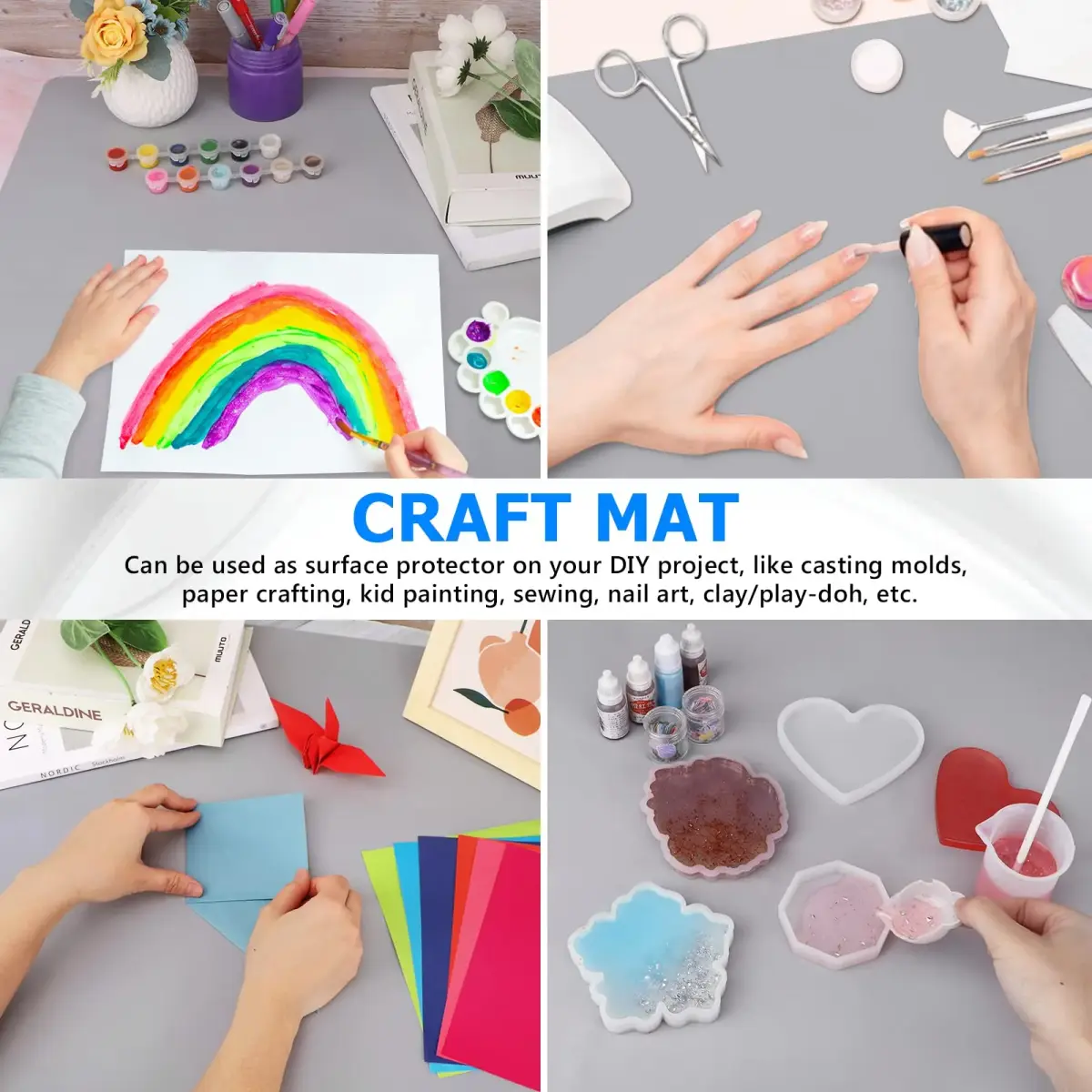 Gartful Oversize Silicone Craft Mat 80cm x 60cm (31.5" x 23.6") | Protects Surfaces from Resin, Paint & Heat - view 5