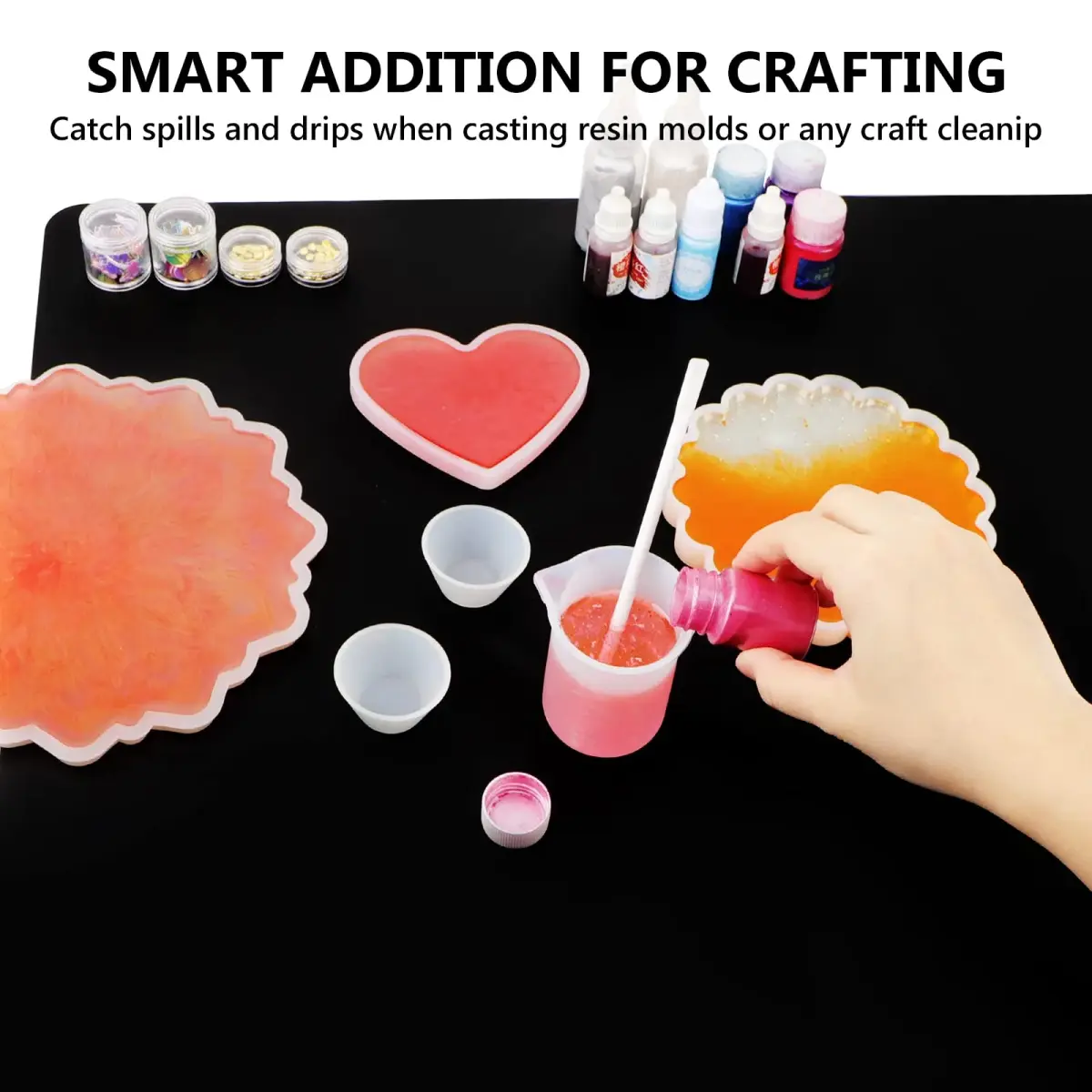 Gartful Oversize Silicone Craft Mat 80 x 60 cm (31.5 x 23.6 inches) | Protects Surfaces from Resin, Paint, and Heat - view 4
