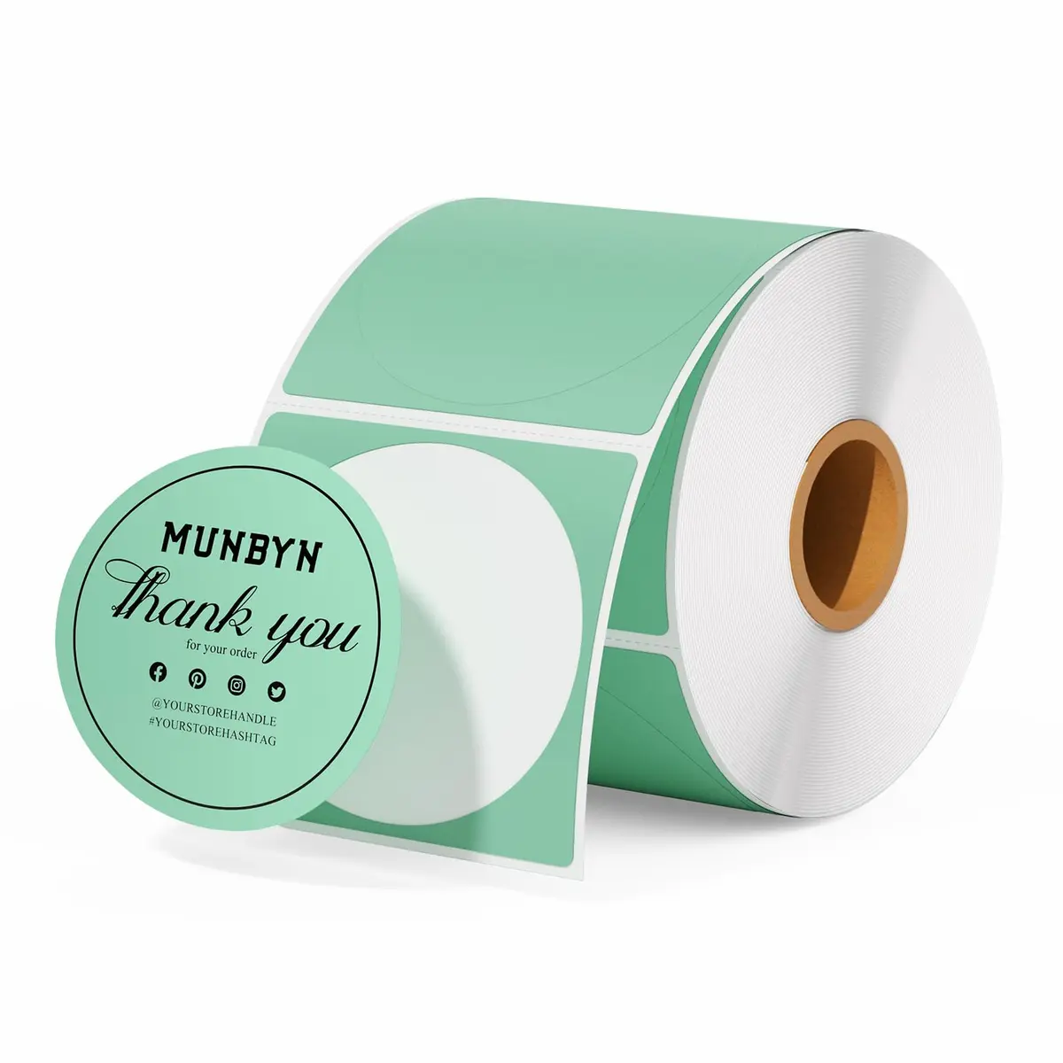 MUNBYN 2 Inch Green Circle Thermal Sticker Labels 750 Labels/Roll | Direct Thermal Labels for Clear Printing - main product image